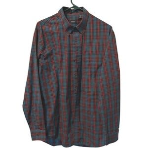 Arrow Men's Casual Plaid Button‎ Up Long Sleeved Shirt - Red and Blue—Size Large